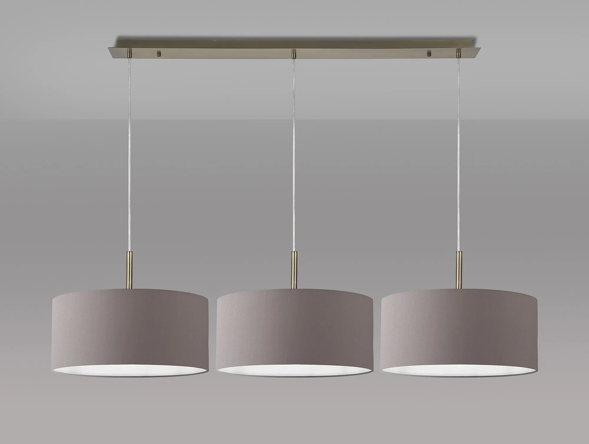 Baymont 40cm Shade 3 Light Pendant Antique Brass, Grey DK0584  Deco Baymont AB GR